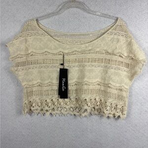 ManGa Ivory Crotchet Crop Top